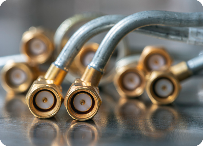 Close-up of metal cable connectors